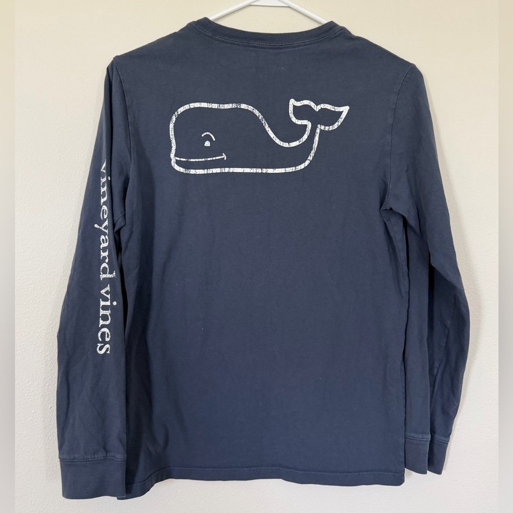 Vineyard Vines Boy’s Vintage Whale Long Sleeve Pocket Tee - Large - Navy